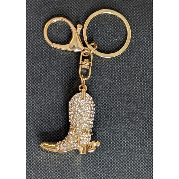 Off Park Accessories - Off Park Crystal Cowboy Boot Keychain or Bag Charm - Gold Tone, Bling